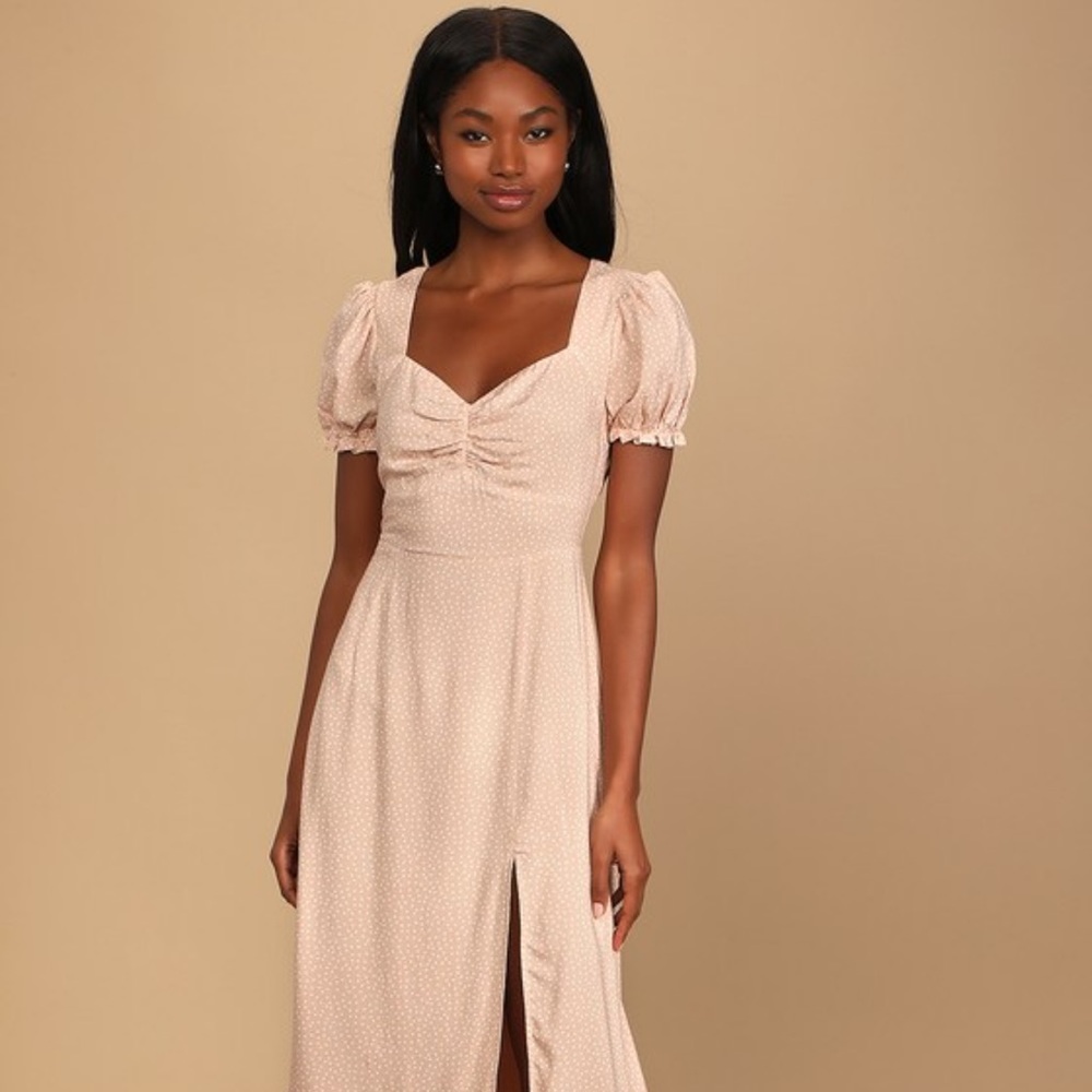 Lulus Blush Polka Dot Dress